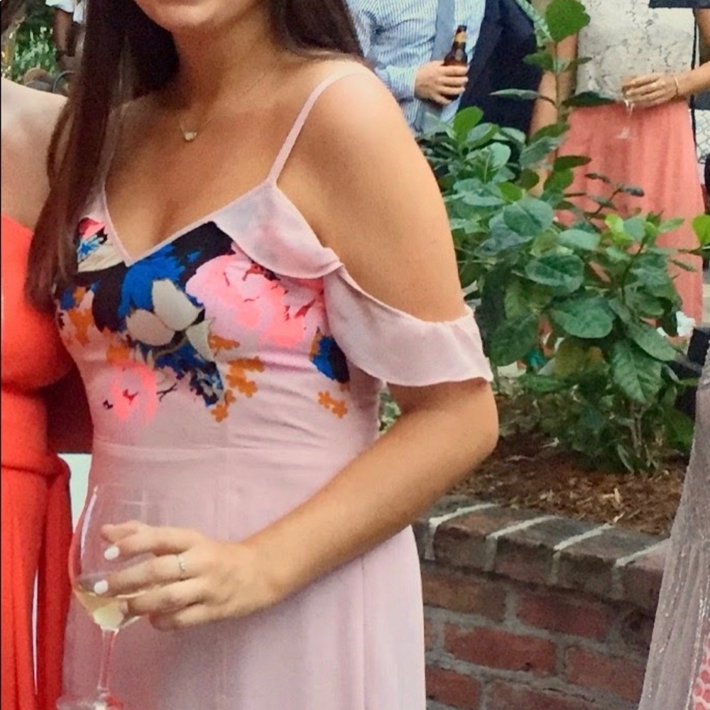 Tea length light pink cocktail dress